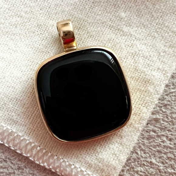 14k gold James Avery onyx black square chiclet-shape, generous think bale LUXURY - Picture 3 of 14